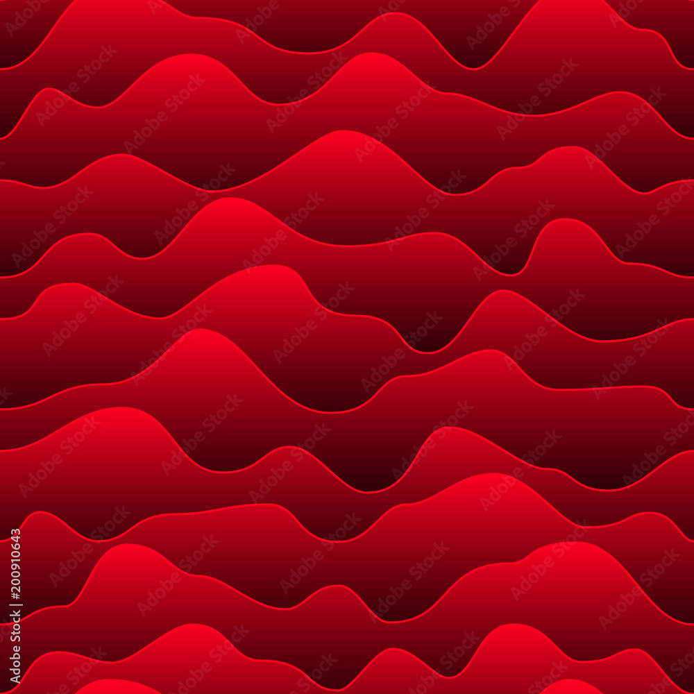 Aufkleber red abstract color gradient background with seamless wave levels pattern for internet sites, web use