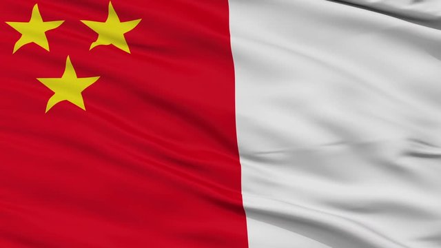 Menen closeup flag, city of Belgium, realistic animation seamless loop - 10 seconds long