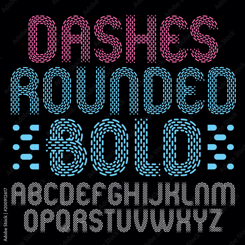 Fototapete set of trendy vector capital english alphabet letters isolated. rounded bold type font, script from 