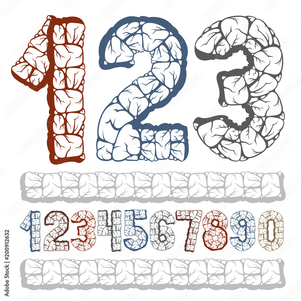Poster set of stylish vector digits, modern numerals collection. bold numbers from 0 to 9 can be used for l