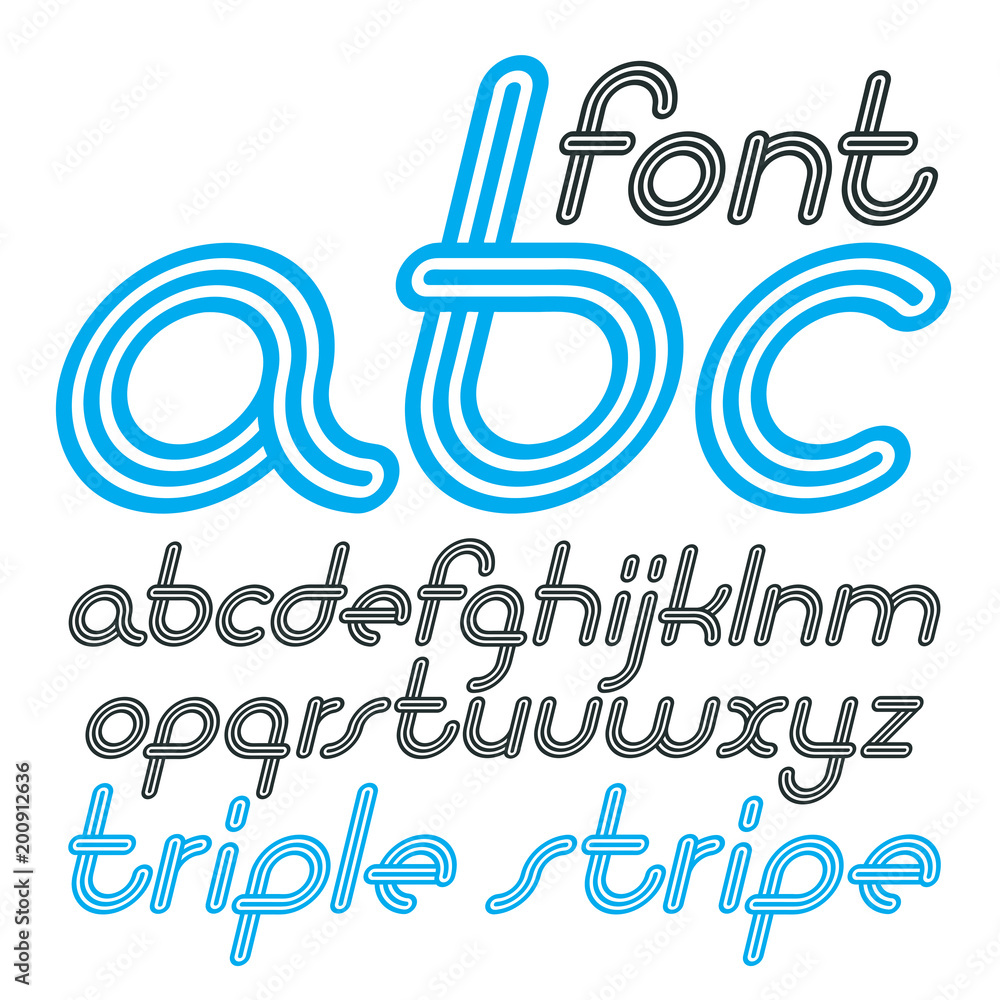 Aufkleber vector retro lowercase english alphabet letters, abc collection. cool disco cursive font, script fro