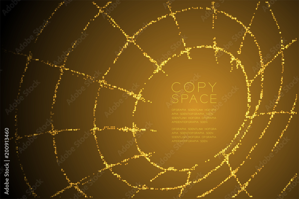 Aufkleber abstract geometric circle dot pattern tube wireframe shape, internet technology concept design gold 