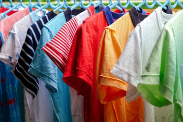 dry colorful clothes in the sun
