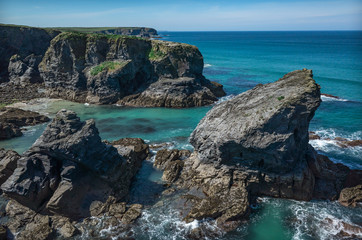 Rock coastline of Cornwall England