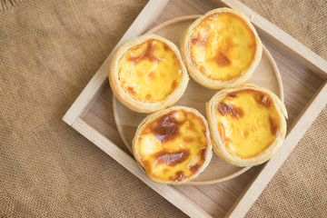 Delicious freshly baked egg tarts