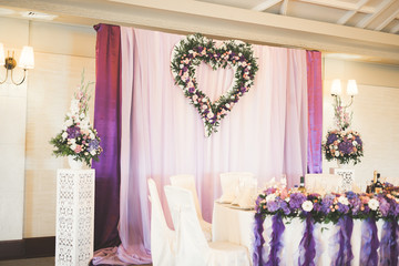 Decorations for the wedding ceremony. Beautiful flowers