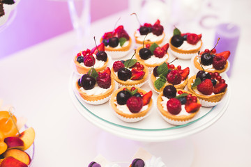 Delicious wedding reception candy bar dessert table