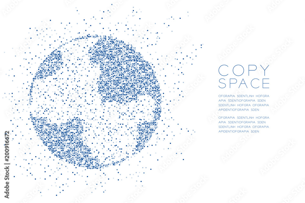 Poster abstract geometric square box pattern globe shape, world business technology concept design blue col