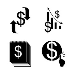 icon Currency with money graph chart, financial, chart, economy and money