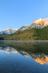 Scenic Autumn Tetons Reflection in String Lake