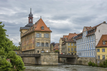 Rathaus der Stadt Bamberg über der Pegnitz