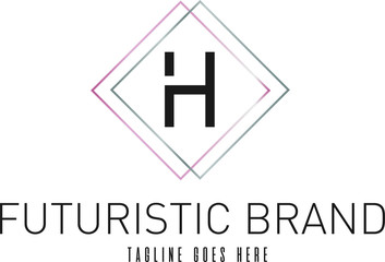 Obraz premium Modern Elegant Silver Rose Gold Geometric Letter H Logo