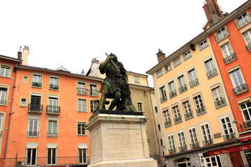 Grenoble, France, March 29, 2018 : Monument in the city center of Grenoble. Old architecture
