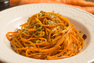 Carrot Spaghetti with pesto