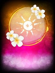 Poster template with flowers and sun