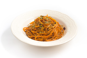 Carrot Spaghetti with pesto