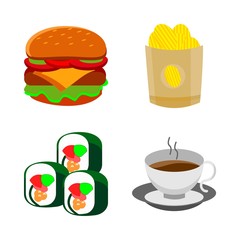 icons about Food with sushi, cookies, dinner, cup and drink