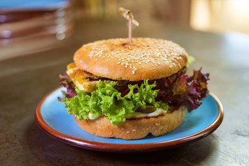 Grilled vegetable burger.