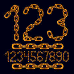 Set of stylish vector digits, modern numerals collection. Cool numbers for use as poster design elements. Created using connected chain link.