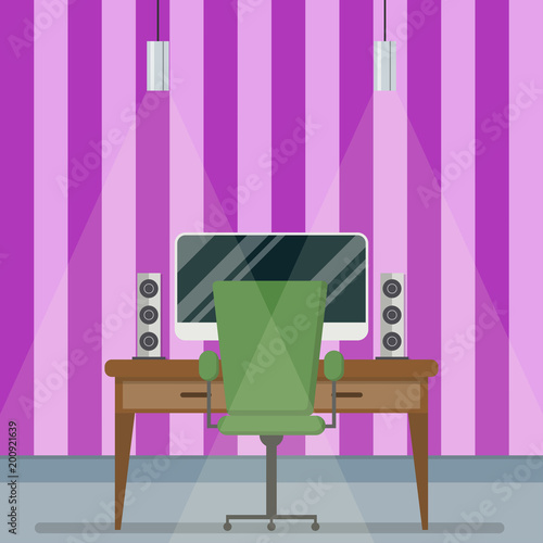 Gaming Room With Flat Design Furniture In Interior For Website