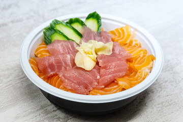 Naklejka na ściany i meble japanese food Mix Sashimi Chirashi Rice Bowl