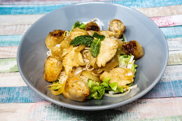 Tasty Vietnamese food Bo bun rice vermicelli
