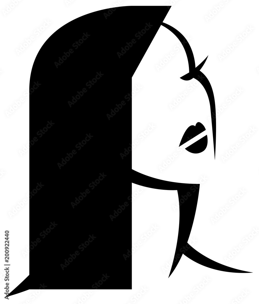 Wall mural logo for beauty salon or hairdresser studio stylized female portrait