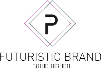 Fototapeta premium Modern Elegant Silver Rose Gold Geometric Letter P Logo