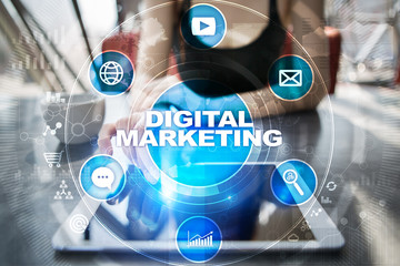 DIgital marketing technology concept. Internet. Online. Search Engine Optimisation. SEO. SMM. Advertising.