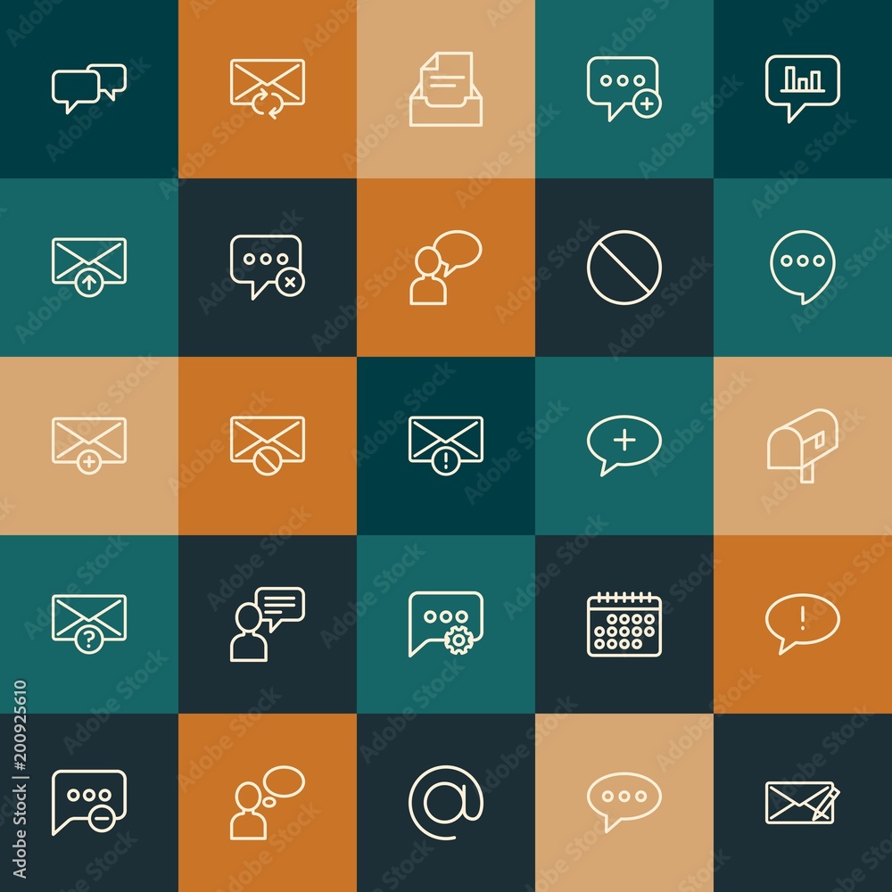 Poster modern simple set of chat and messenger, email vector outline icons. ..contains such icons as mobile