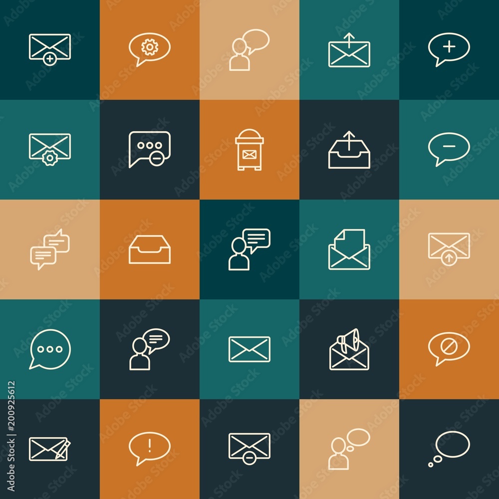 Poster modern simple set of chat and messenger, email vector outline icons. ..contains such icons as post, 