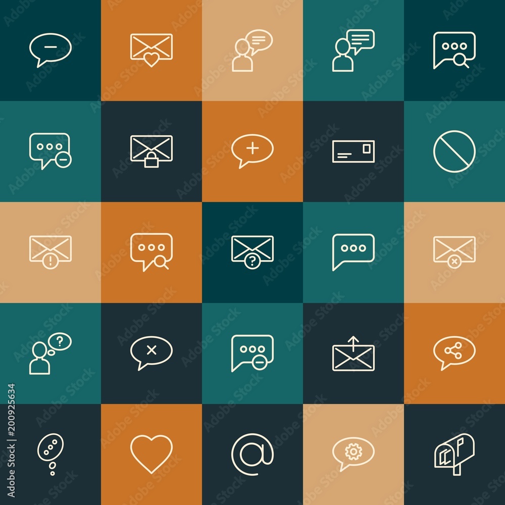 Poster modern simple set of chat and messenger, email vector outline icons. ..contains such icons as mail, 