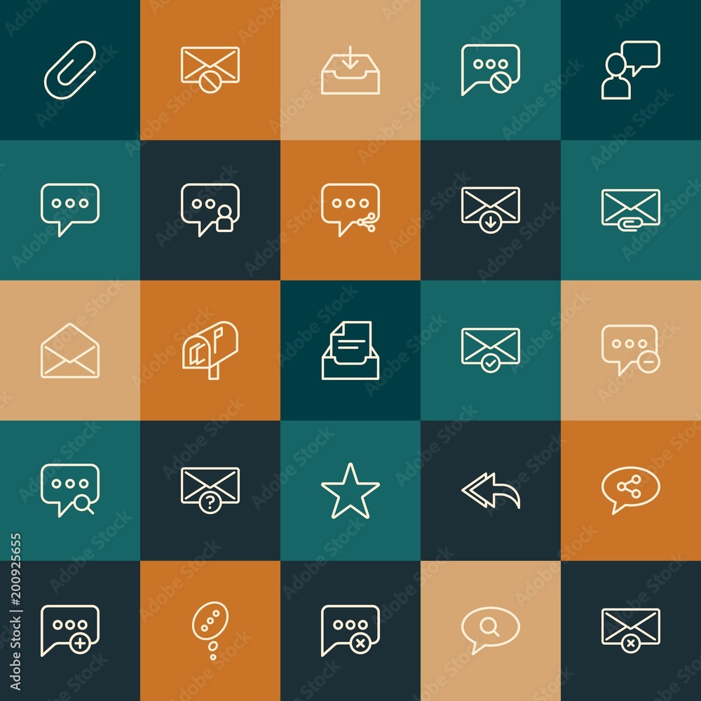 Aufkleber modern simple set of chat and messenger, email vector outline icons. ..contains such icons as sign, 