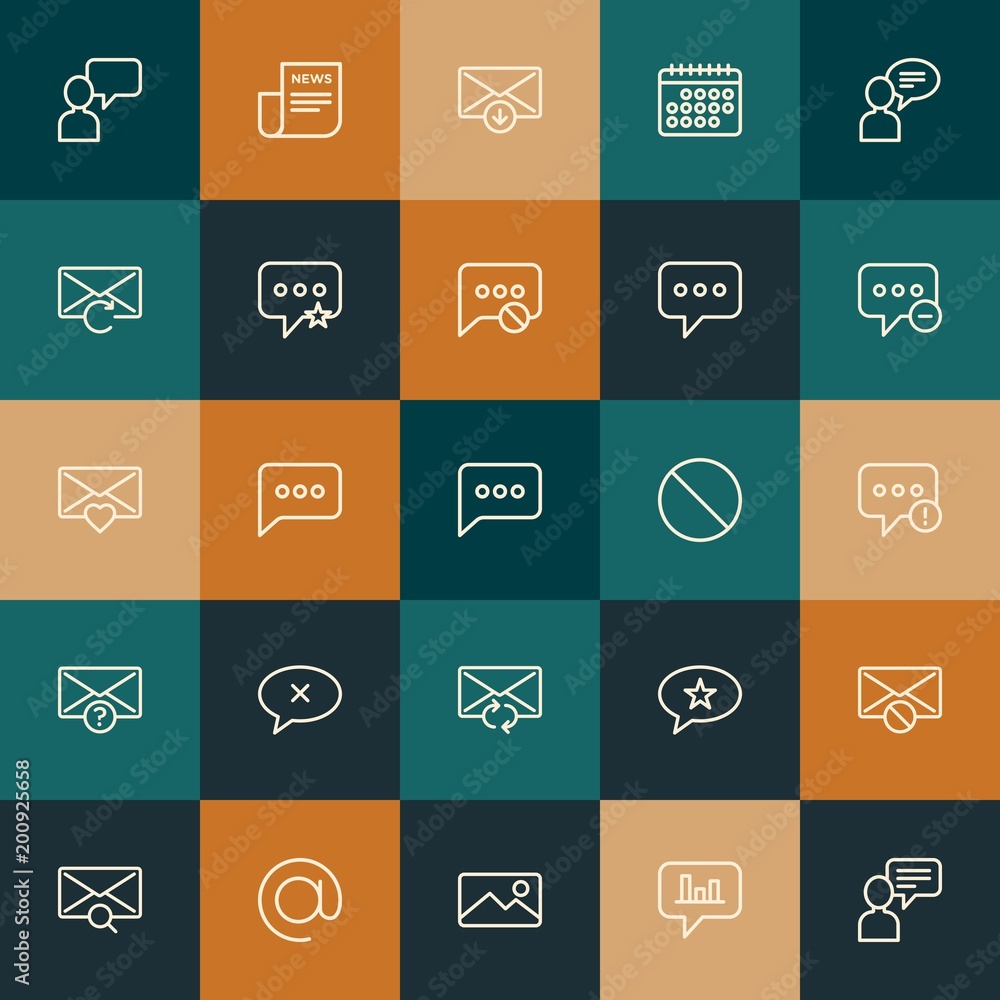 Poster modern simple set of chat and messenger, email vector outline icons. ..contains such icons as outlin