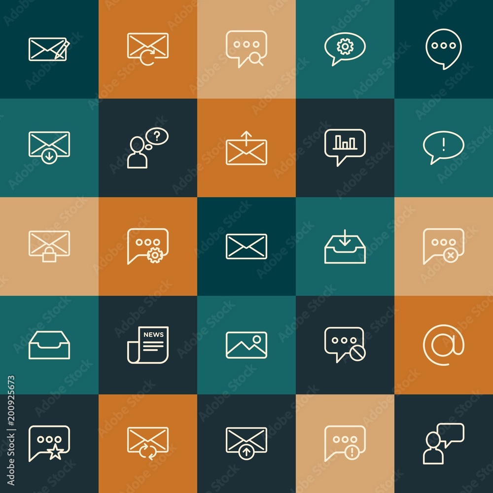 Aufkleber modern simple set of chat and messenger, email vector outline icons. ..contains such icons as reload