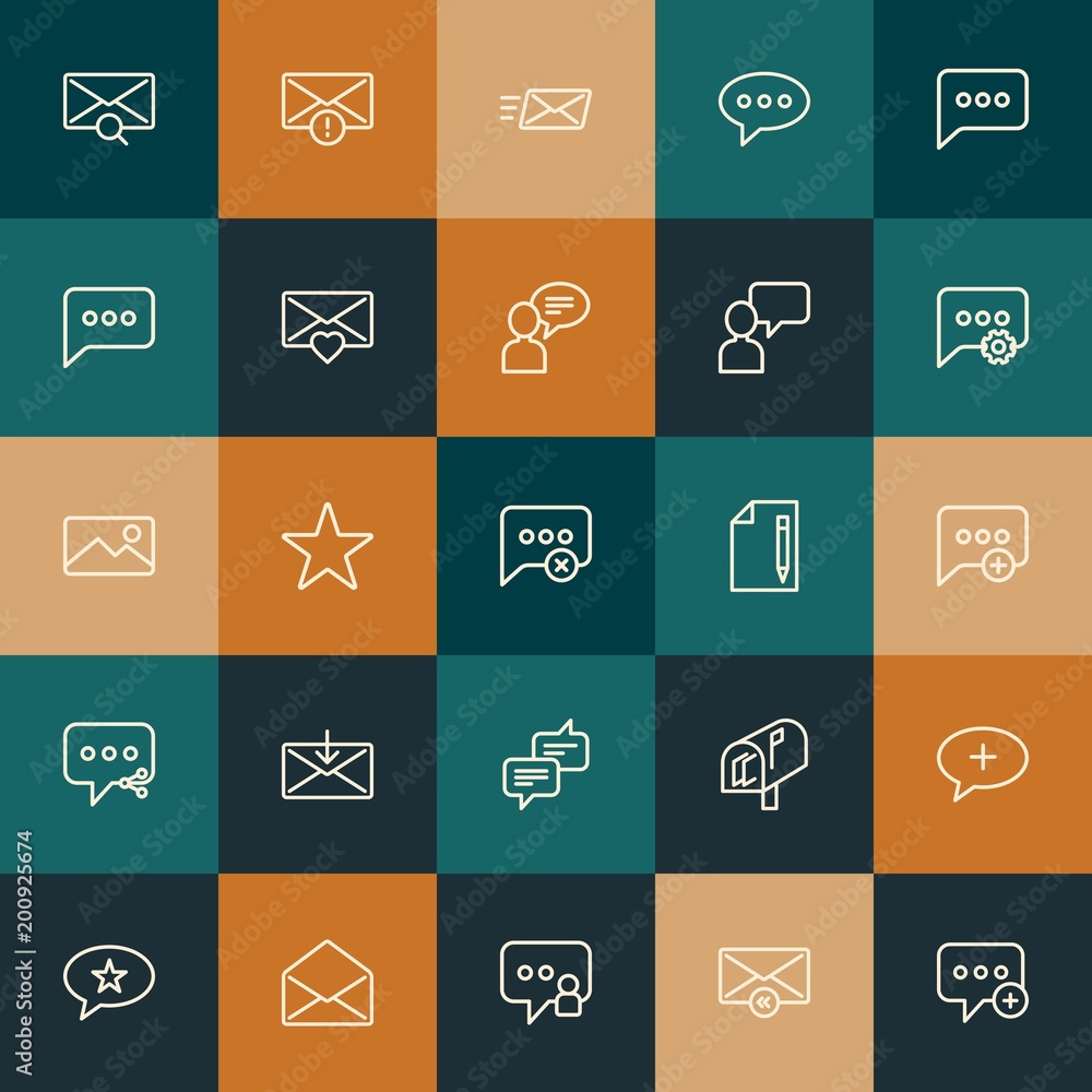 Poster modern simple set of chat and messenger, email vector outline icons. ..contains such icons as outdoo