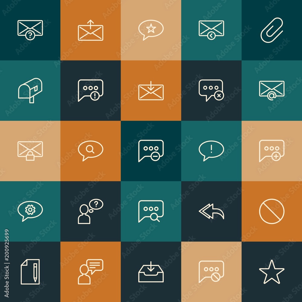 Poster modern simple set of chat and messenger, email vector outline icons. ..contains such icons as icon, 