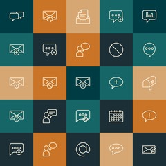 Modern Simple Set of chat and messenger, email Vector outline Icons. ..Contains such Icons as  mobile,  communication, calendar and more on vintage colors background. Fully Editable. Pixel Perfect.