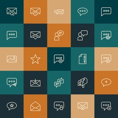 Modern Simple Set of chat and messenger, email Vector outline Icons. ..Contains such Icons as outdoors,  email,  mobile,  new and more on vintage colors background. Fully Editable. Pixel Perfect.