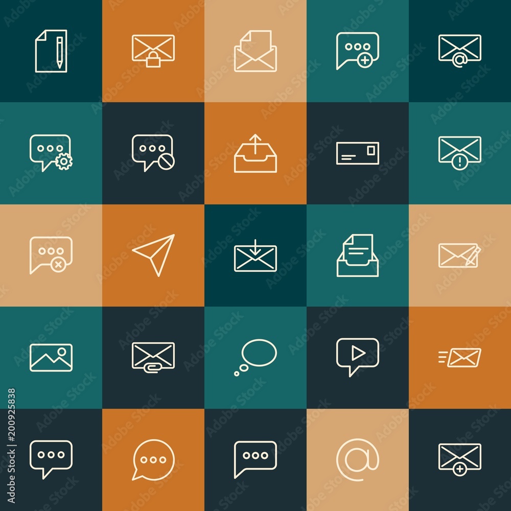 Poster modern simple set of chat and messenger, email vector outline icons. ..contains such icons as add, m