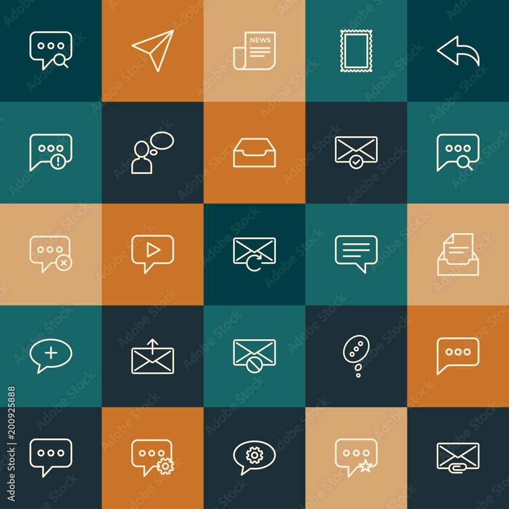 Poster modern simple set of chat and messenger, email vector outline icons. ..contains such icons as video,