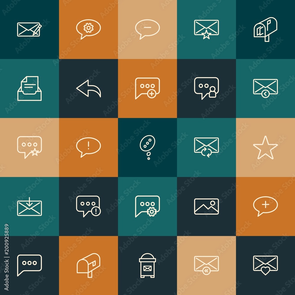 Poster modern simple set of chat and messenger, email vector outline icons. ..contains such icons as delete
