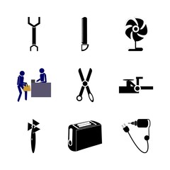 Fototapeta premium icon Instruments And Tools with symbol, mechanic, resturant, flat and carpenter saw