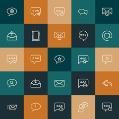 Modern Simple Set of chat and messenger, email Vector outline Icons. ..Contains such Icons as  message,  mail, social,  envelope and more on vintage colors background. Fully Editable. Pixel Perfect.