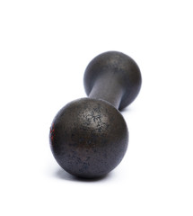 Old fitness dumbbells isolated on a white background