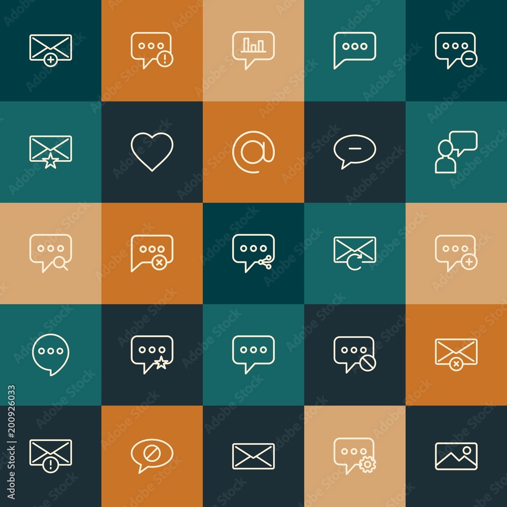 Poster modern simple set of chat and messenger, email vector outline icons. ..contains such icons as add, s