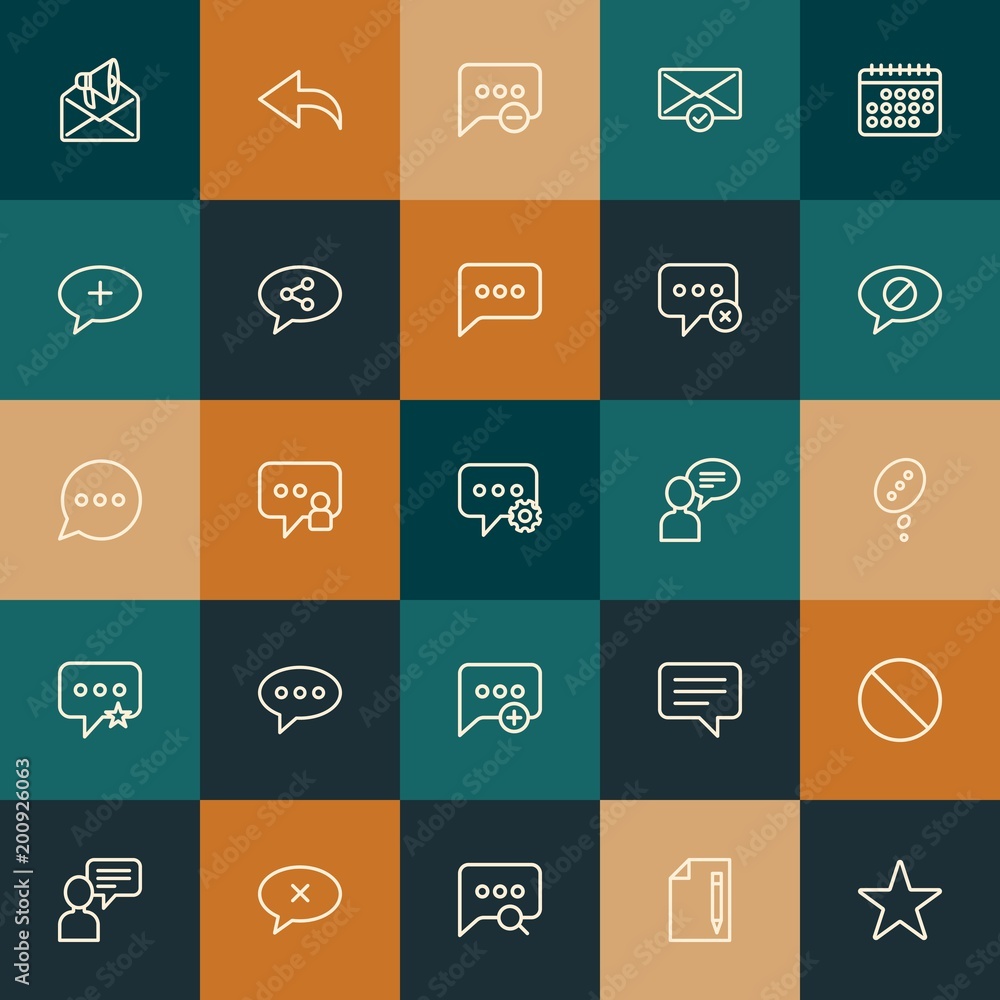 Poster modern simple set of chat and messenger, email vector outline icons. ..contains such icons as messag