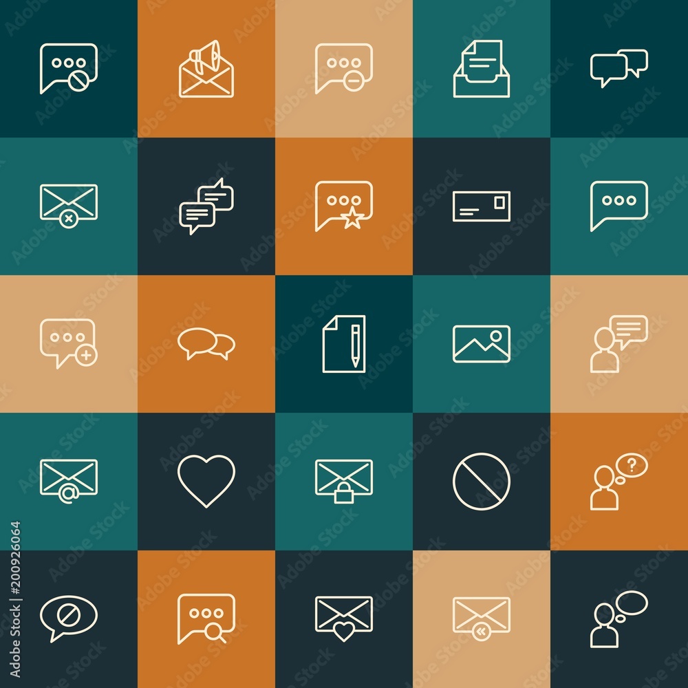 Poster modern simple set of chat and messenger, email vector outline icons. ..contains such icons as note, 