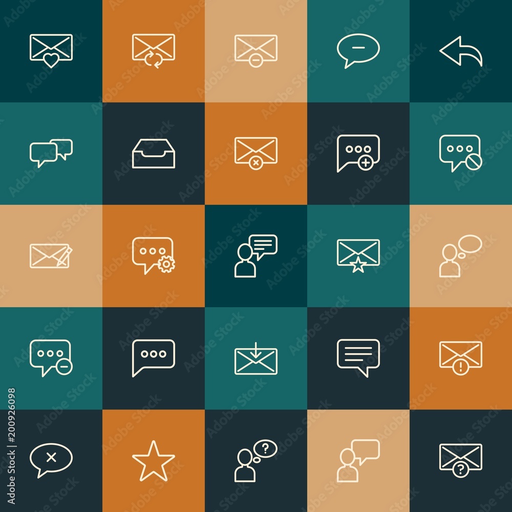 Poster modern simple set of chat and messenger, email vector outline icons. ..contains such icons as forwar