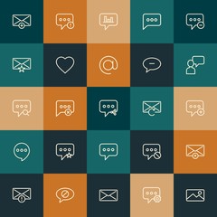 Modern Simple Set of chat and messenger, email Vector outline Icons. ..Contains such Icons as  add,  statistics,  smartphone, mail and more on vintage colors background. Fully Editable. Pixel Perfect.